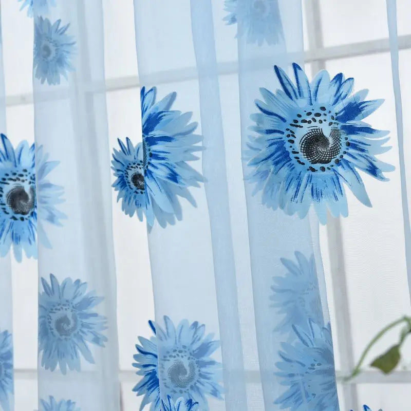 200cmx95 cm Sunflowers Printed Sheer Window Panel Curtain For Kitchen Living Room Bedroom Voile Screening Panel 2021