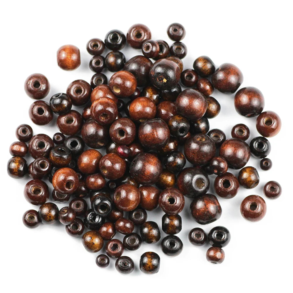 10~500pcs Brown Round Natural Wooden Beads 5/6/8/10/12MM Eco-Friendly wood Loose beads for Jewelry making bracelet craft DIY