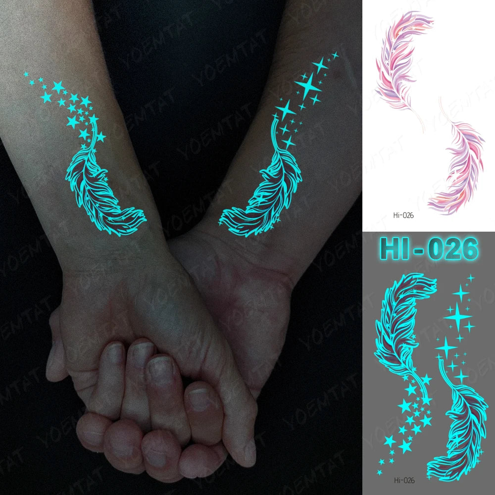 Wholesale Blue Luminous Glow Tattoo Sticker Deer Glowing Snake Waterproof Temporary Tatoo Wrist Fake Tatto For Body Art