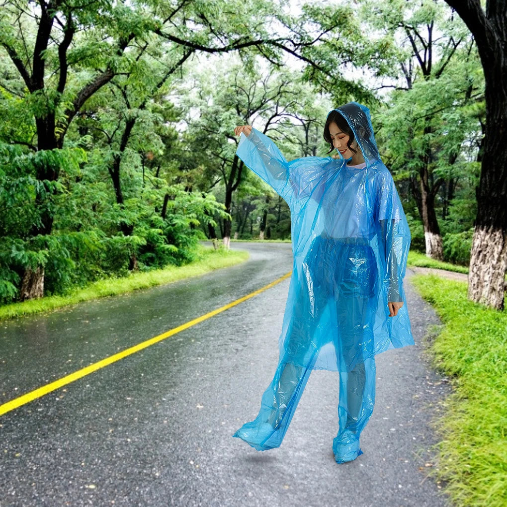 Disposable Raincoat Adult Emergency Waterproof Rain Coat Hiking Camping Hood Rain Clothes covers Rainwear Poncho Pants Raincoat