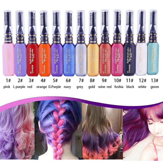 13 Colors One-off Hair Dye Temporary Non-toxic DIY Mascara Washable One-time Crayons