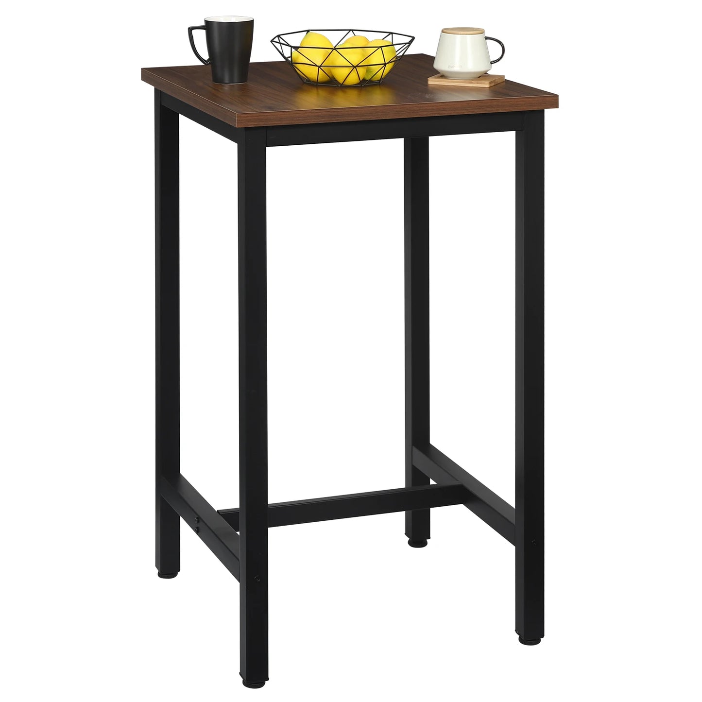 1PC High Bar Table Bistro Dining Table with Metal Frame 60 x 60 x 102cm Coffee Tea Home Kitchen Breakfast Bar Furniture