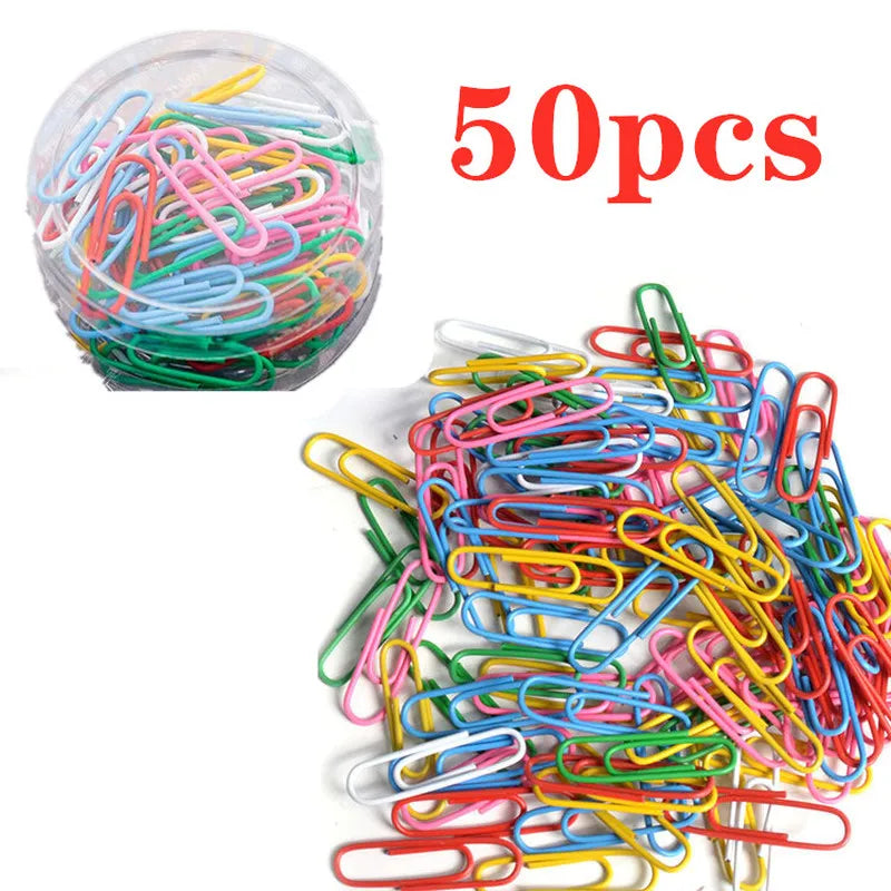 50pc Colorful Paper Clips Metal Marking Bookmark label sign Paper stationery clips for Ticket Holder Pins school office supplies