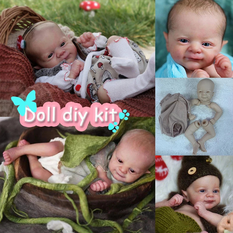 17inch Reborn Doll Kit Woodland Fairy Elf Flynn with Body and Eyes Unpainted Unassembled Doll Parts DIY Blank