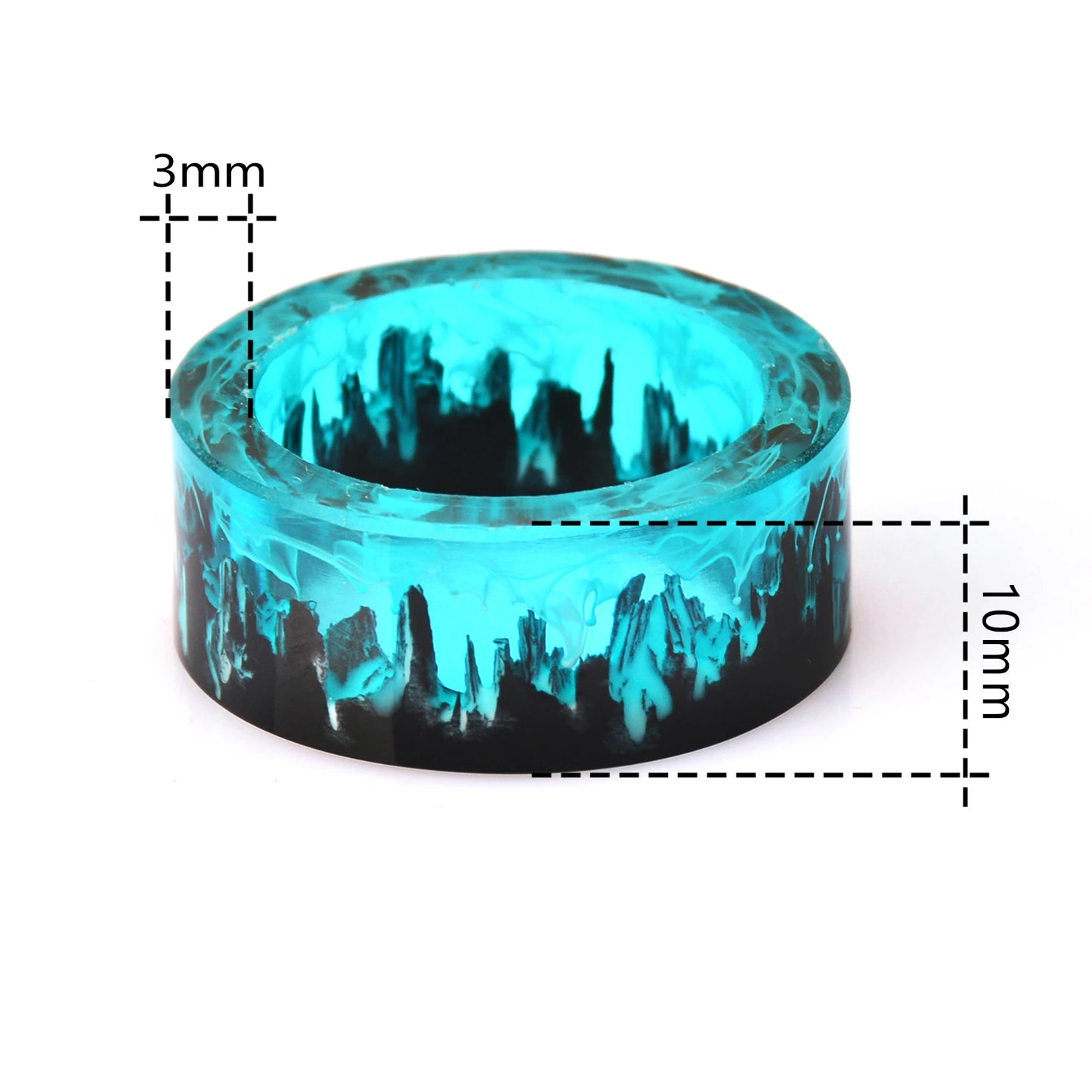 Blue Resin Ring Mountains Wooden Inside Magical World In A Tiny Landscape Ring for Women Men Jewelry Female Finger Punk Jewelry