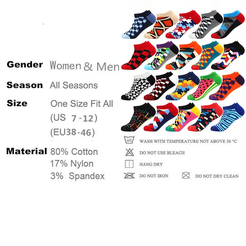 2024 Socks Men's Latest Design Boat Socks Short Summer Socks Quality Business Geometric Lattice Colorful Mens Cotton Socks