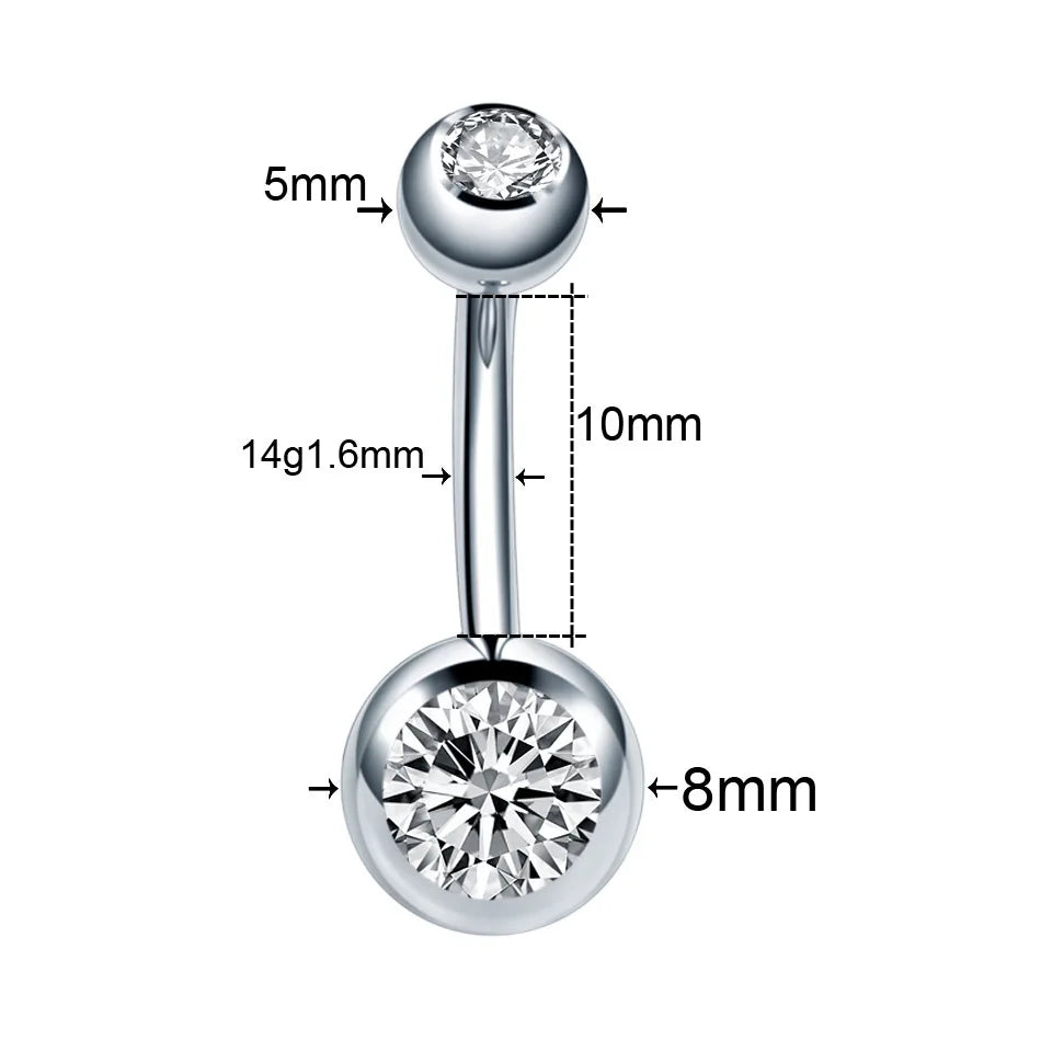 5/10/15/20pcs/Lot Crystal Piercing Navel Surgical Steel Rhinestone Belly Button Rings Navel Piercing Ombligo Ball Nombril