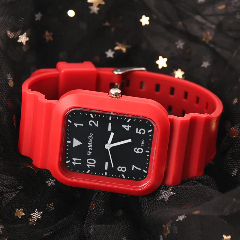 Simple Silicone Strap Womens Watch Fashion Quartz Rectangle Dial Watches Ladies Casual Female Clock montre femme saati