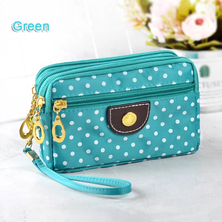 Fashion Women Wallets Small Handbags Canvas Dot Lady Zipper Moneybags Clutch Coin Purse Pocket Wallet Cards Holder Wristlet Bags