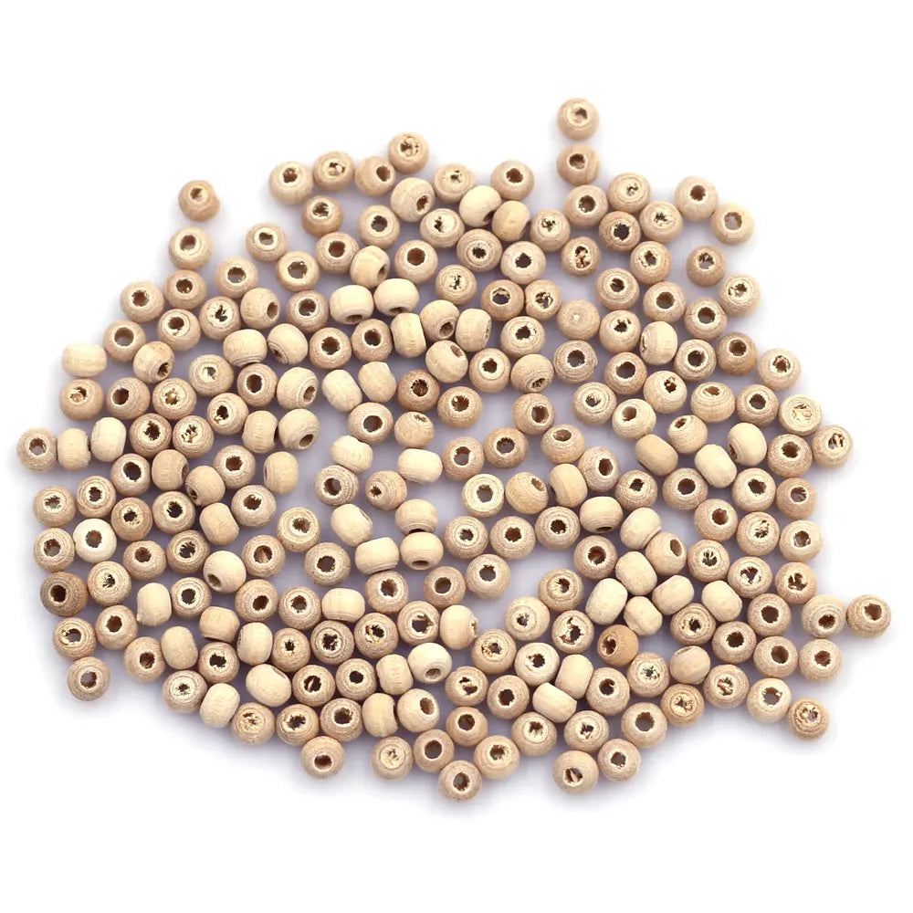 900Pcs Wood Spacer Beads Wooden Round Tiny Mixed Crafts Jewelry DIY Findings 4x3mm