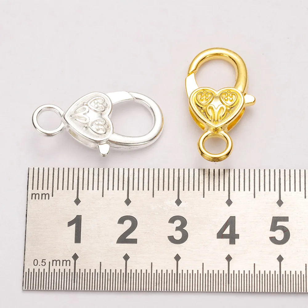 10pcs/lot 26x15MM Lobster Clasp Hooks Heart Keychain Clasps Bracelet Chain Accessory for Jewelry Making Components Wholesale DIY