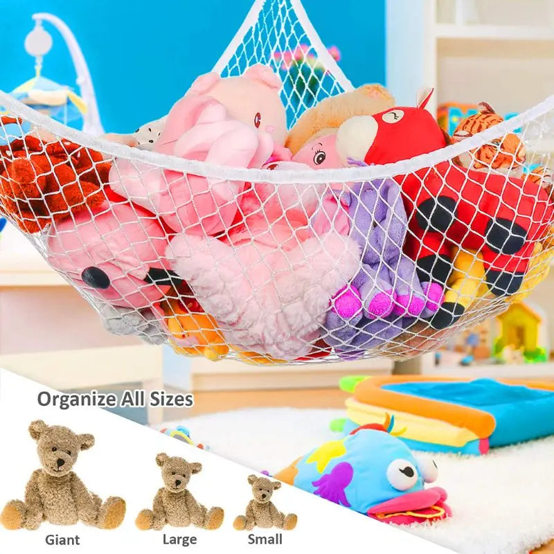 Mesh Net Toy Hammock Corner Stuffed Animals Toys Kids Baby Hanging Storage Organizer 2 Sizes