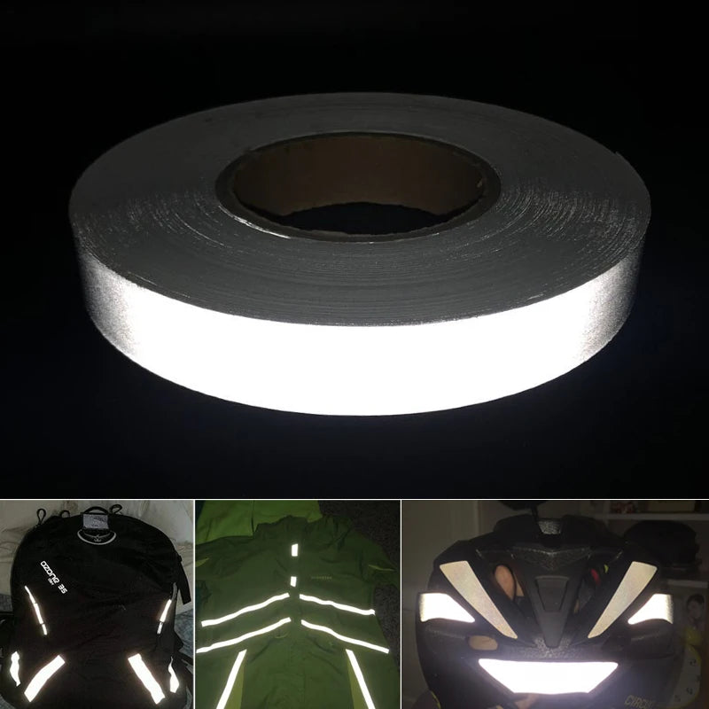 Reflective Fabric Sticker Self-Adhesive Backing Warning Tape For Clothes Bag Helmet