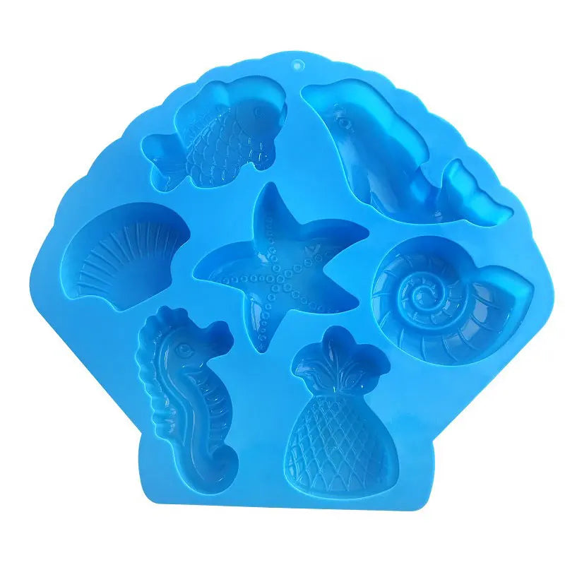 Ocean Animal Dolphin/Conch/Starfish/Sea Shell/Seahorse/Mermaid Tail Soap Mold for Bath Bomb Jelly Mousse Candy Chocolate Mold