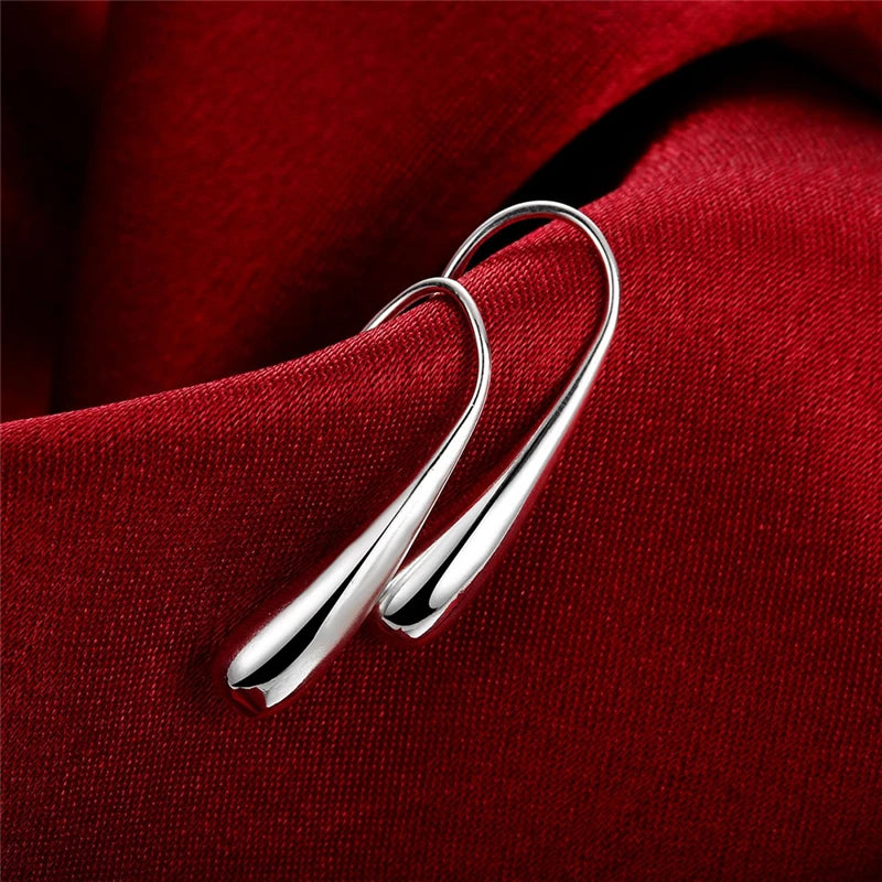 DOTEFFIL 925 Sterling Silver Water Droplets/Raindrops Stud Earrings For Woman Wedding Engagement Fashion Party Charm Jewelry