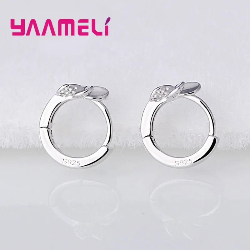 Simple Flower Charm Hoop Earring 925 Sterling Silver for Woman Girl Nice Hot Sale Design Brincos Pendientes Jewelry