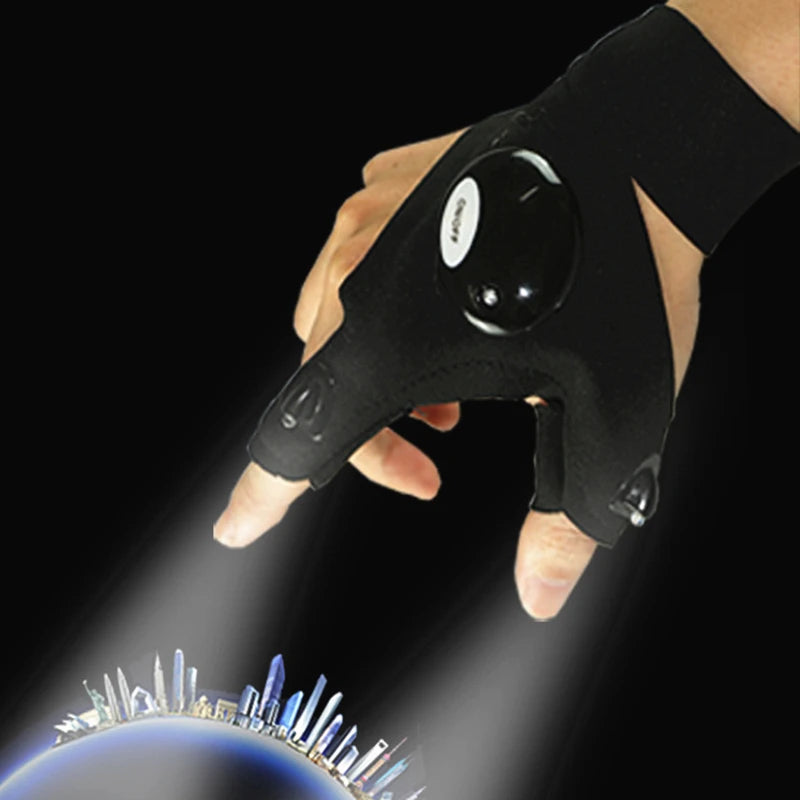 Fingerless Glove LED Flashlight Torch Outdoor Tool Fishing Camping Hiking Survival Rescue Multi Light Tool Left/Right Hand