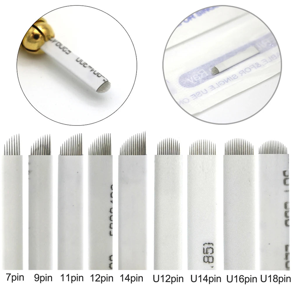 10/20/50/100pcs Microblading Tebori Blades Needles Tattoo needle Permanent Makeup Needle 7/9/11/12/14/16/18 Manual Eyebrow Blade