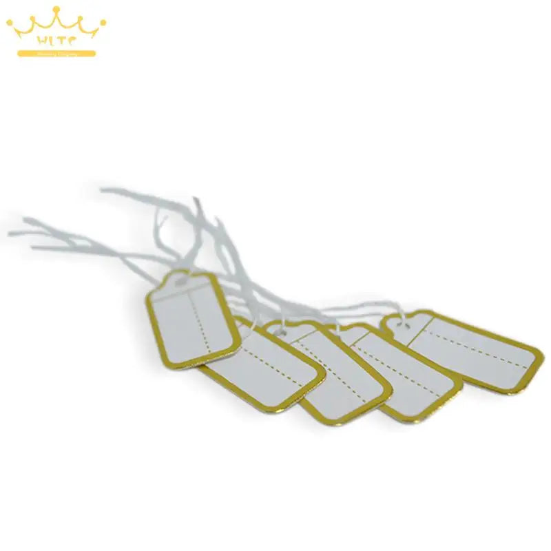 100pcs/50pcs Jewelry Strung Pricing Price Tags with String Gold Merchandise Cloth Label Price Label