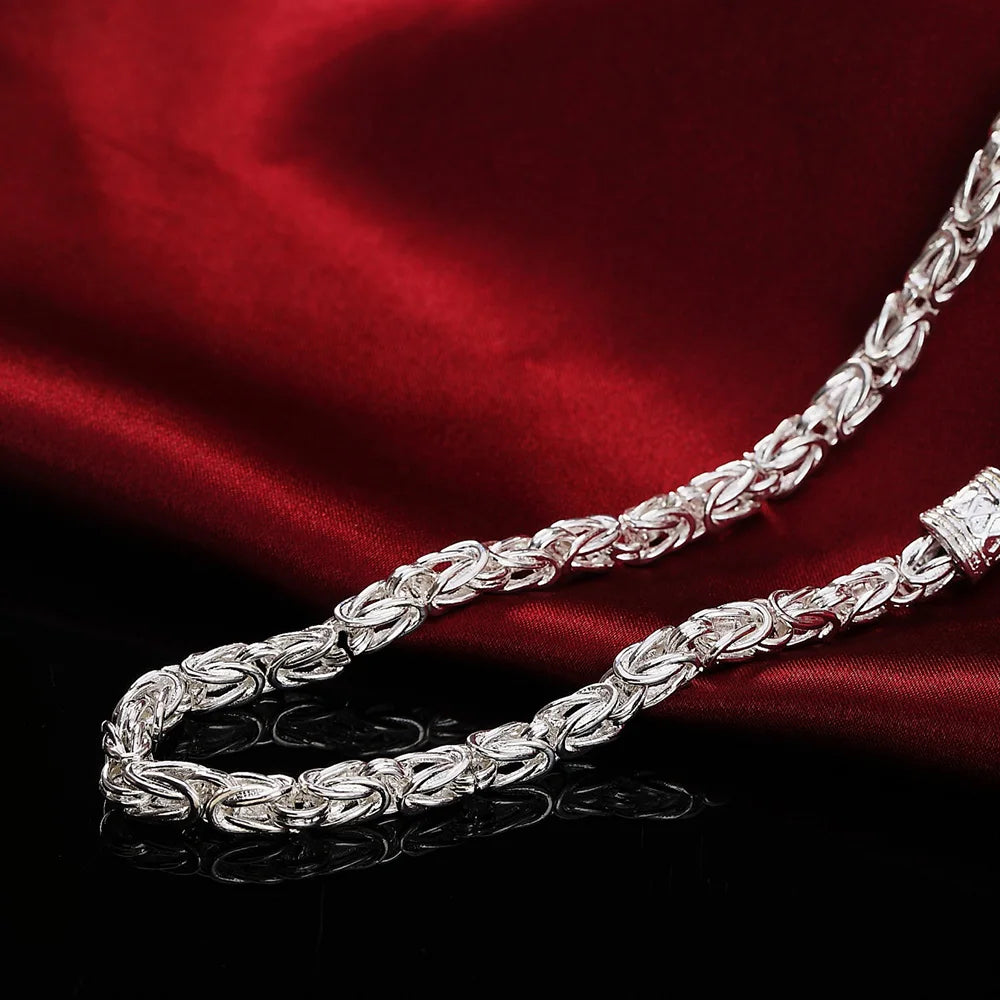 Fashion classic 925 sterling Silver 6MM geometry chain necklace bracelet for man Party wedding Jewelry set fine Christmas gifts