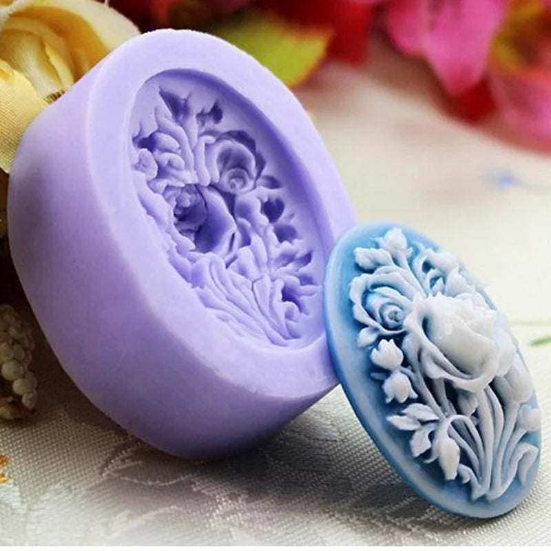 Ellipse Carved Silica Gel Soap Mold DIY Square Cake Shape Soap Mold Production Consumable 3D Manual Decoration Mold Tool