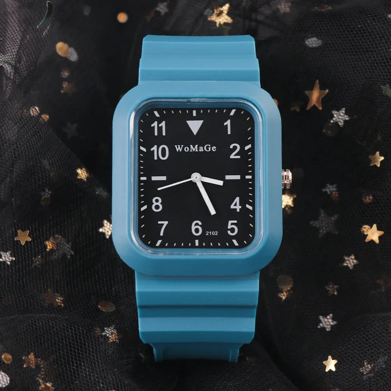 Simple Silicone Strap Womens Watch Fashion Quartz Rectangle Dial Watches Ladies Casual Female Clock montre femme saati