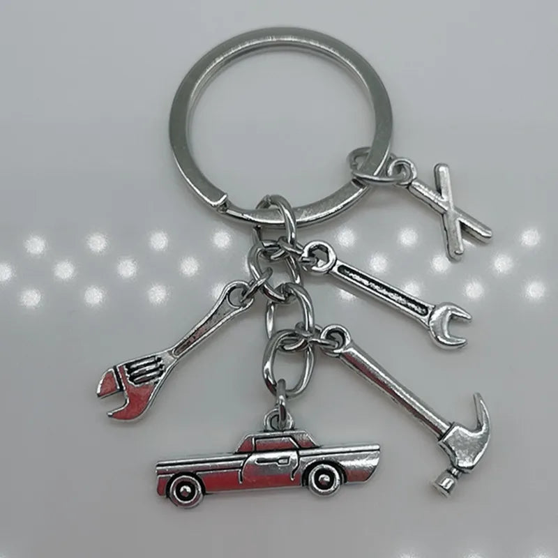 Mechanical Keychain Dad Father Initial Keychain Father's Day Gift Letter A-Z Truck Keychain Truck Key Ring Car Truck Lover Gift