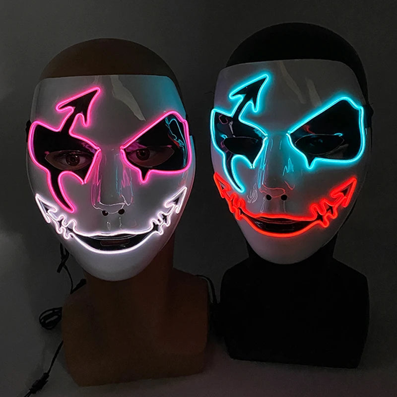 Cosplay Halloween Party Mask Luminous Light up Led Mask EL Neon Glowing Anime Mask Masque Masquerade Masks Horror Carnival Mask