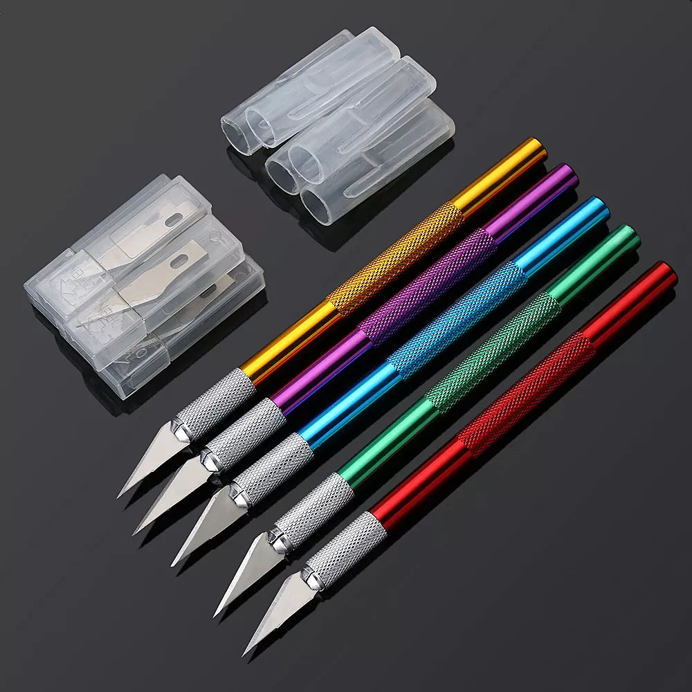 1 Set Craft Knife With 6Pcs Blade Craft Engraving Phone Repair Cutter Tool Non-slip Knife Sculpture Pastry Cutter Paper Cutting