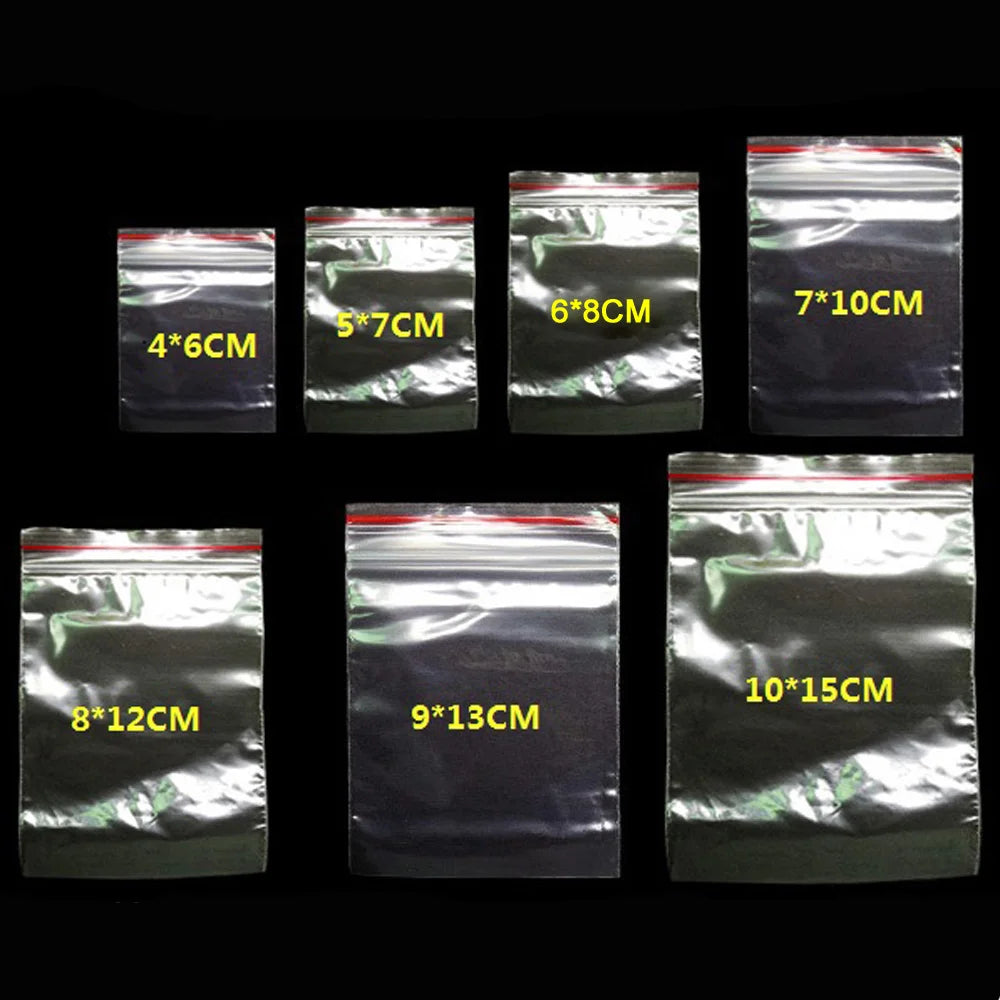 100pcs/pack Small Zip Lock Plastic Bag Reclosable Transparent Bag Shoe Bag Vacuum Bag Poly Clear Bags