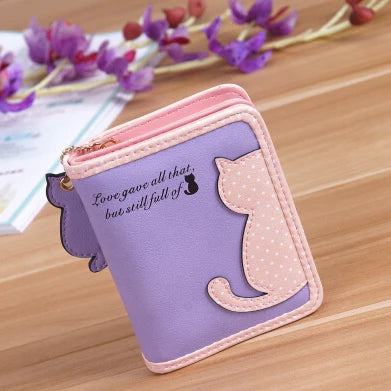 Fashion Women Wallets Zipper Lady Handbags Clutch Coin Purse Cards Holder PU Leather Brand Cat Woman Wallet Moneybags Burse Bags