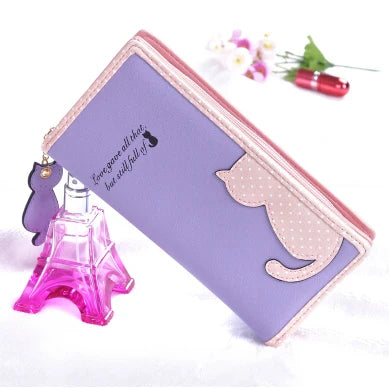 Fashion Women Wallets Zipper Lady Handbags Clutch Coin Purse Cards Holder PU Leather Brand Cat Woman Wallet Moneybags Burse Bags