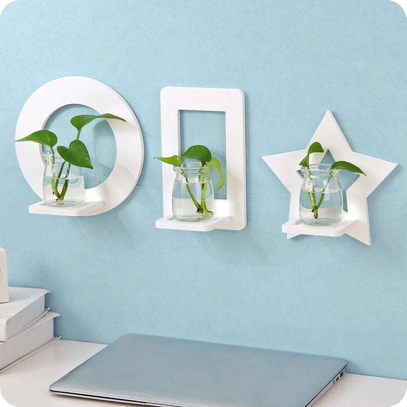 Creative Wall Decorative Shelf Household Wall Water Culture Vase Flower Stand Wall Potted Storage Rack(not include bottle)