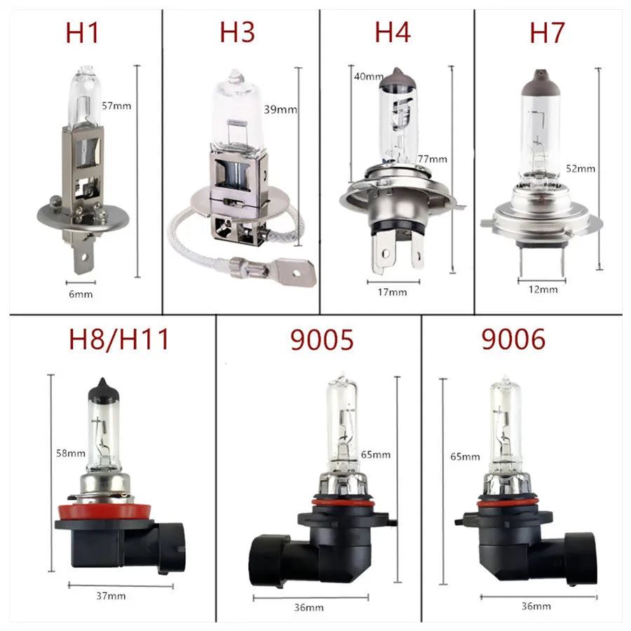 100W Car Headlight Super Bright Halogen Bulb H1 H3 H4 H7 H8 H11 9005 HB3 9006 HB4 12V 55W 4300K Clear Fog Lights Driving Lamp