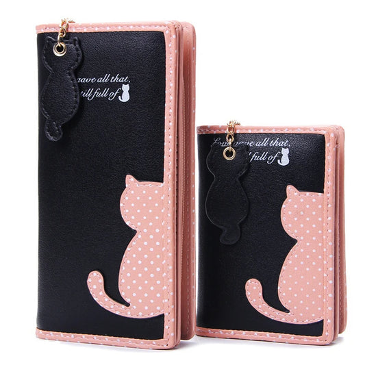 Fashion Women Wallets Zipper Lady Handbags Clutch Coin Purse Cards Holder PU Leather Brand Cat Woman Wallet Moneybags Burse Bags