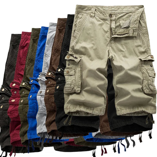 Cargo Shorts Men 2023 Summer Army Military Tactical Homme Shorts Casual Solid Multi-Pocket Male Cargo Shorts Plus Size