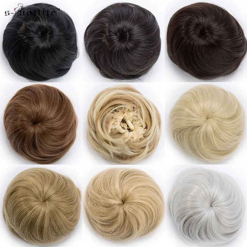 Synthetic Adjustable Hair Scrunchie Straight Chignons Hair Natural Fake Hair Bun Straight Drawstring Hair Ponytails Extensions