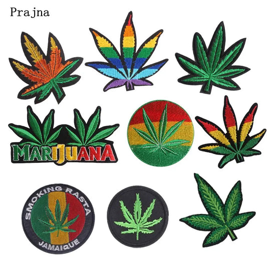 Prajna Fashion Leaf Patch 10Style Embroidery Iron On Cheap Patches For Clothing Jeans Jacket Cap Applique Badges DIY Accessories