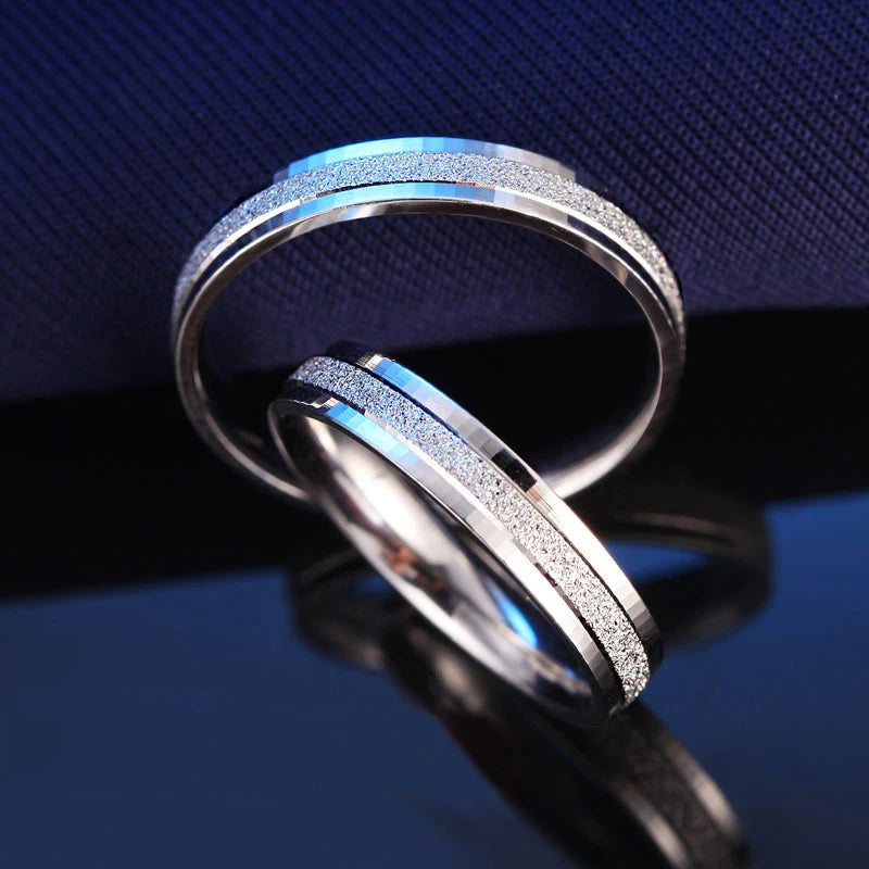 Fashion 100% 925 Silver Sterling Couple Ring for Men Women Top Quality Frosted Bnad Flakes Anniversary Jewelry For Lover Wedding