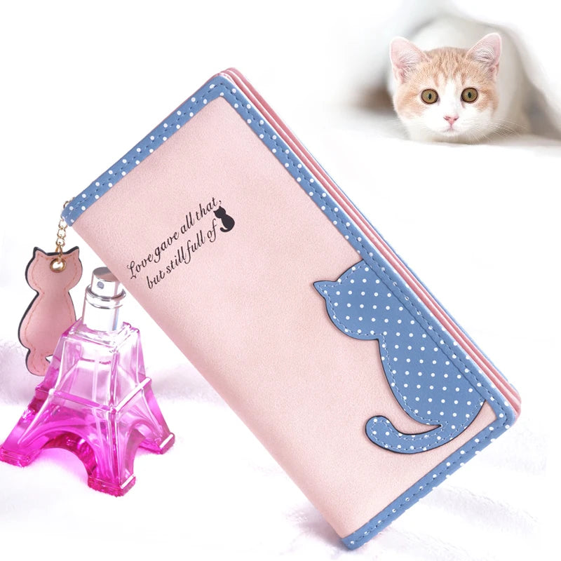 Fashion Women Wallets Zipper Lady Handbags Clutch Coin Purse Cards Holder PU Leather Brand Cat Woman Wallet Moneybags Burse Bags