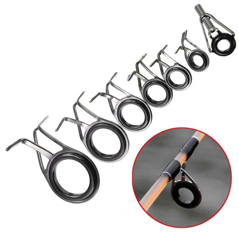 New 7PCS  Fishing Rod Guide Oval Fishing Rod Eyes Guides Line Rings Pole Repair Kit 5-18mm Dia Set New