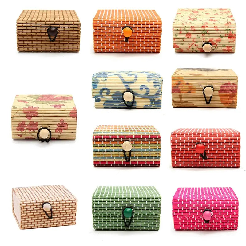 Cute Bamboo Wooden Ring Necklace Earrings Case Makeup Case Holder 5 Colors Cute Jewelry Box Storage Organizer