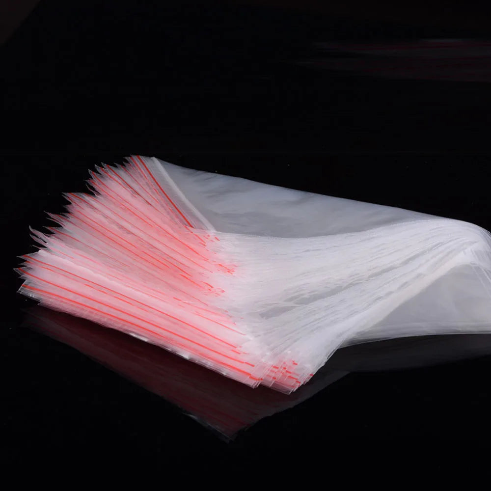 100pcs/pack Small Zip Lock Plastic Bag Reclosable Transparent Bag Shoe Bag Vacuum Bag Poly Clear Bags