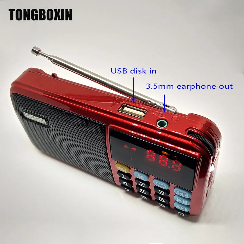 C-803 Support Two 18650 Battery Two TF Card Portable MP3 Radio Speaker Super Bass TF USB FM Player LED Torch 3.5mm Earphone Out