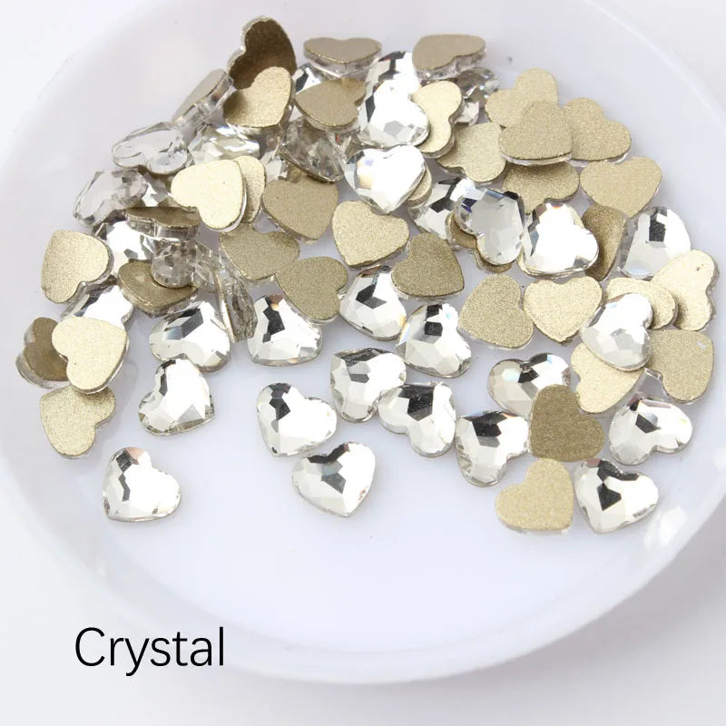 Hot sale 3D Nail art Rhinestone Heart 5.5x6mm Flatback Glass Crystals Use for Nail DIY Decorations Rhinestones