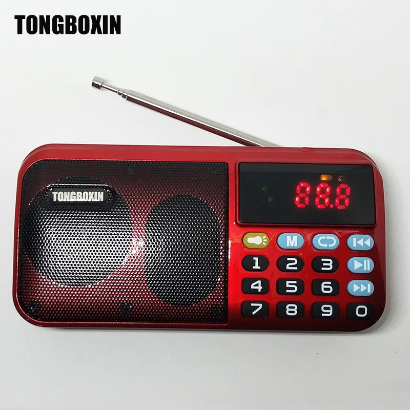 C-803 Support Two 18650 Battery Two TF Card Portable MP3 Radio Speaker Super Bass TF USB FM Player LED Torch 3.5mm Earphone Out