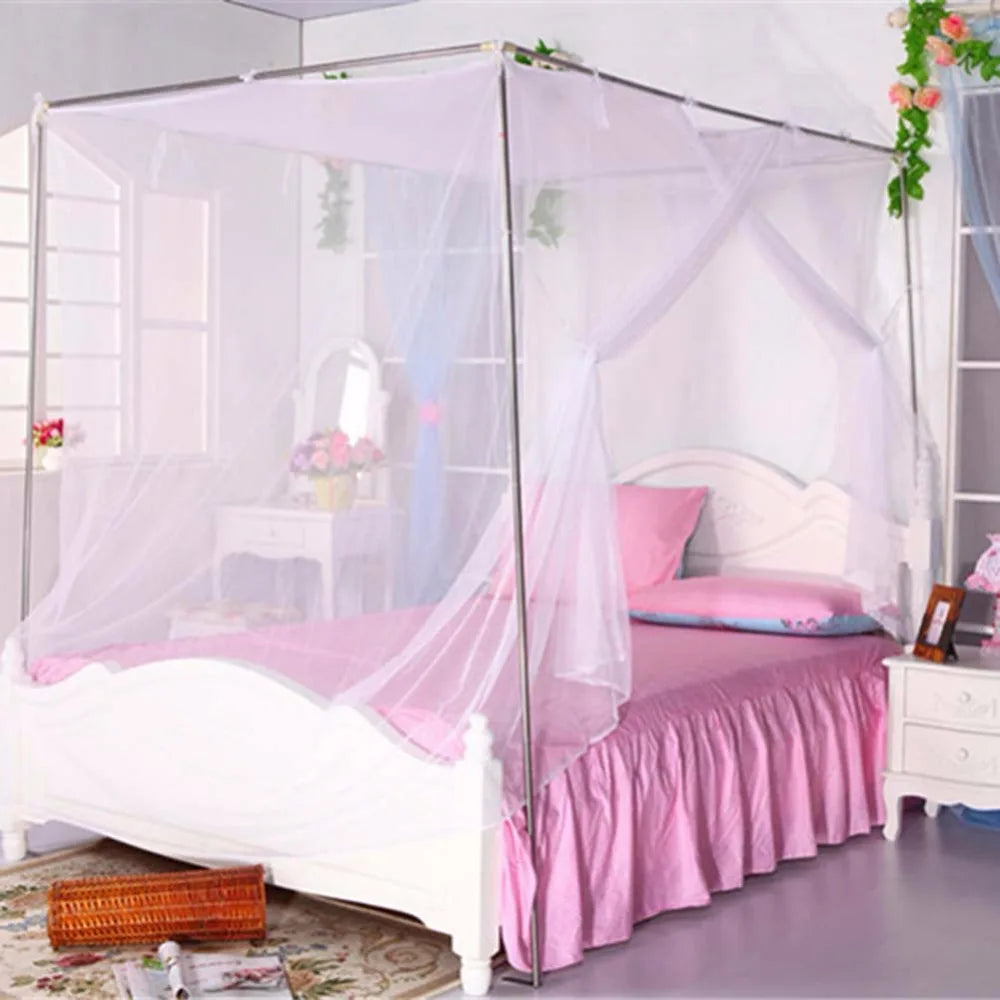 Four Corner Post Student Canopy Bed Mosquito Net Moustiquaire Canopy White Netting Queen King Twin Size