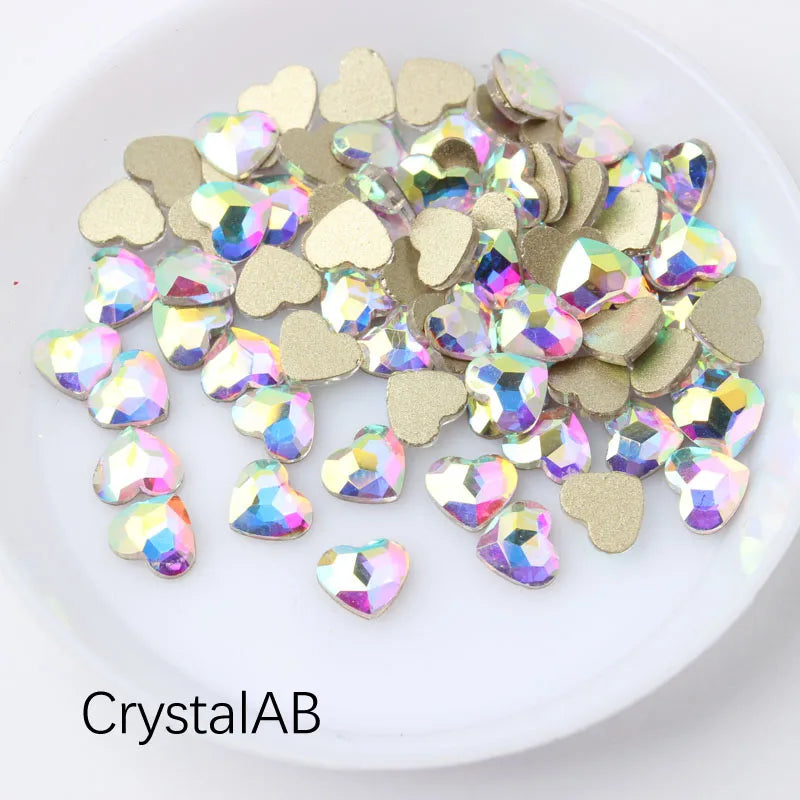 Hot sale 3D Nail art Rhinestone Heart 5.5x6mm Flatback Glass Crystals Use for Nail DIY Decorations Rhinestones