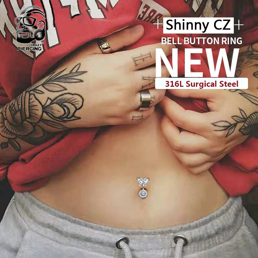 1PC New CZ Belly Button Rings Long Dangled Bar Belly Piercing Ring Shinny Crystal Piercing Belly Charming Oreja Body Jewelry