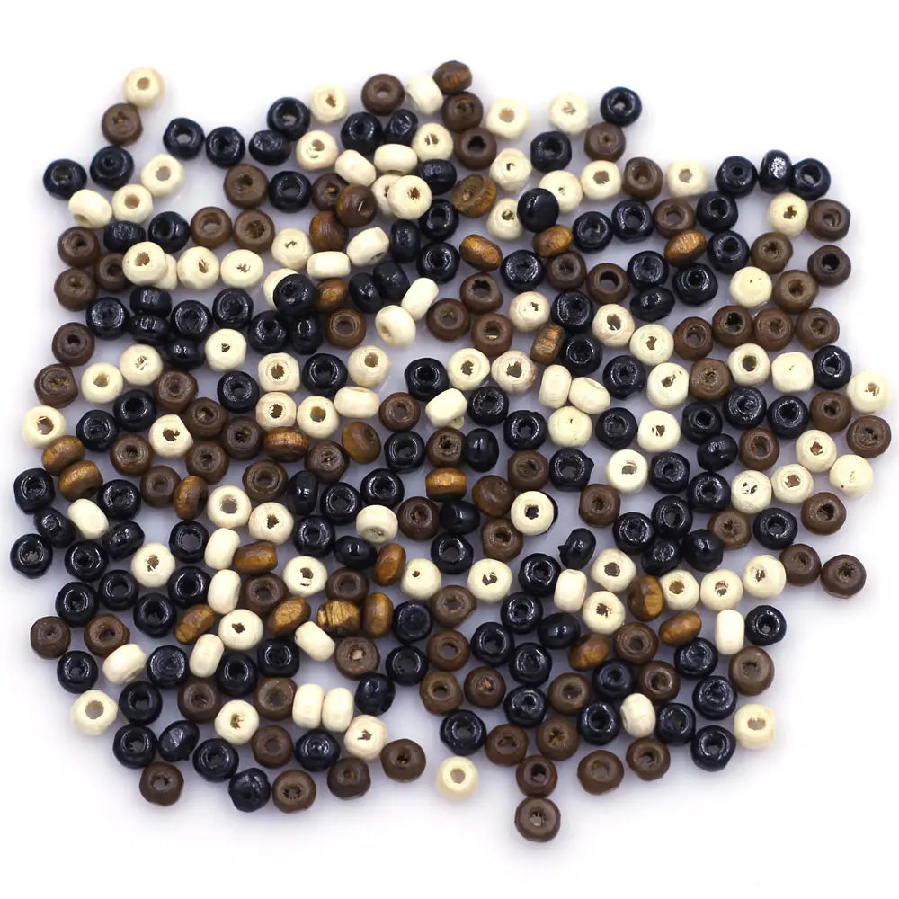 900Pcs Wood Spacer Beads Wooden Round Tiny Mixed Crafts Jewelry DIY Findings 4x3mm